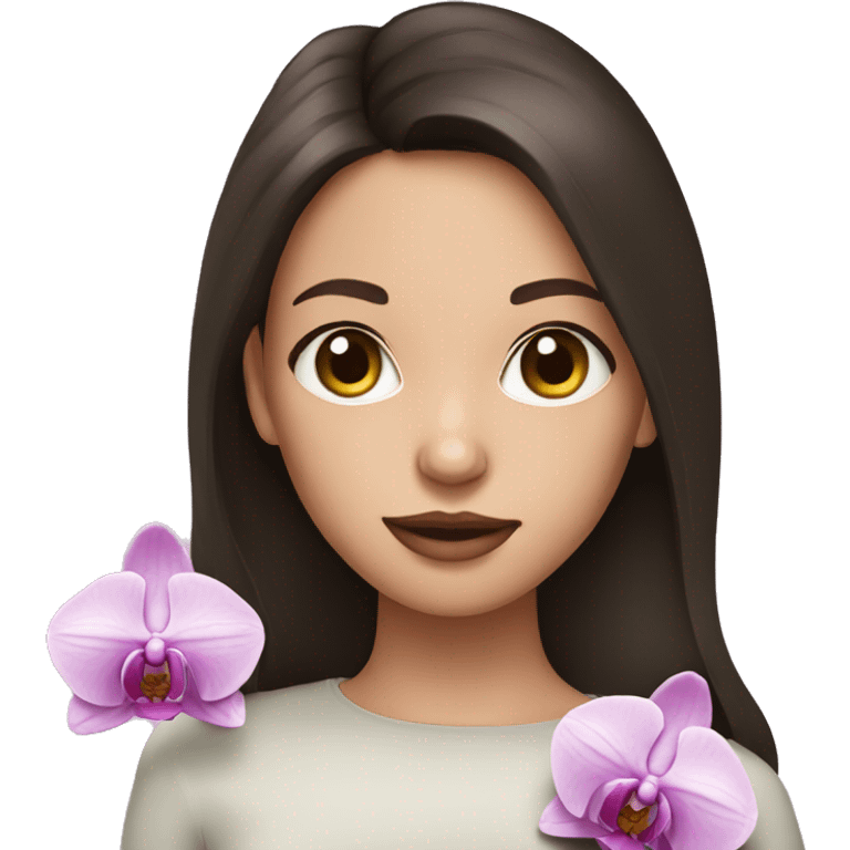 Brunette girl with orchid eyes emoji