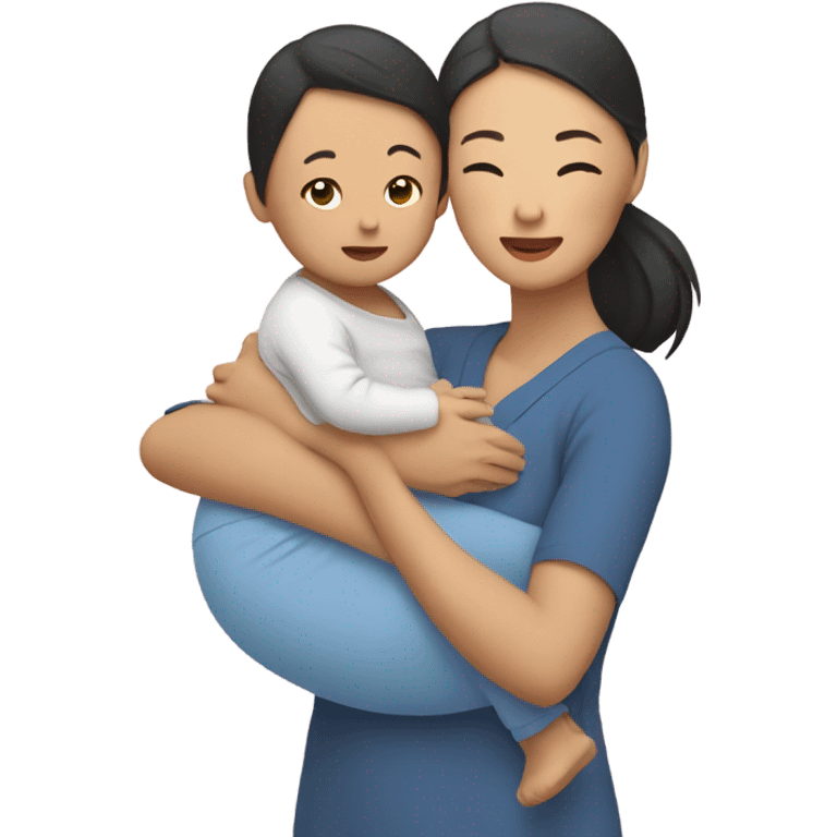 Asian mom holding Asian baby emoji