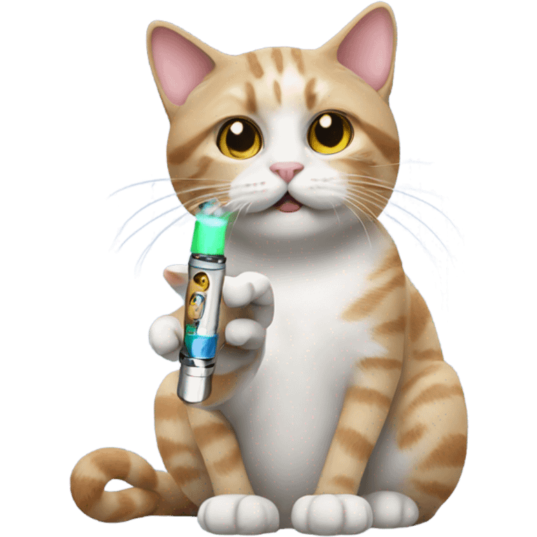 Cat holding a vape emoji