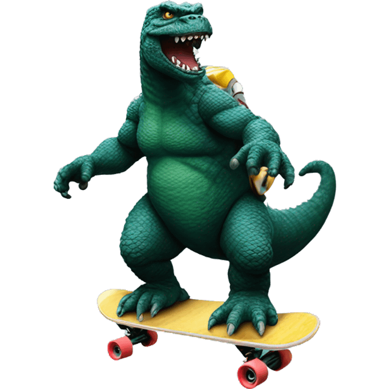 Godzilla riding a skateboard emoji