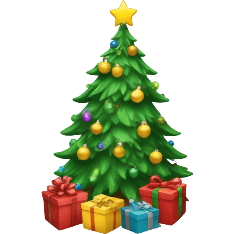 Christmas tree with presents emoji