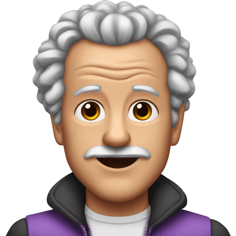 Old man with dark curly hair and a jojo siwa bow emoji