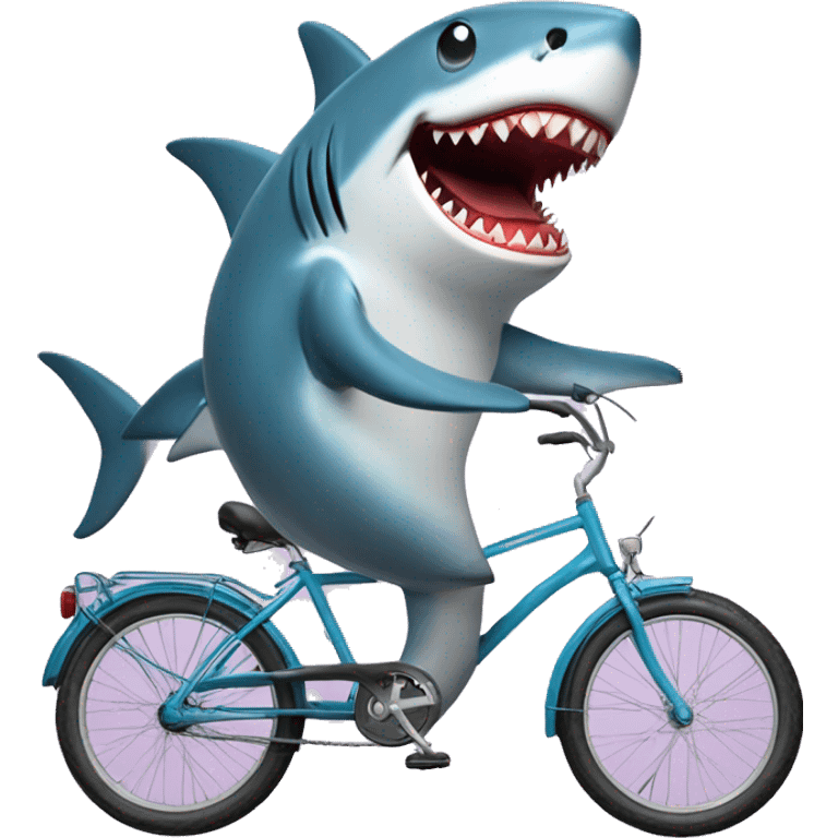 Shark on bycicle with icecream emoji