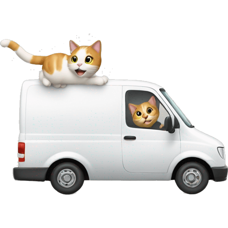 cat driving a moving van emoji