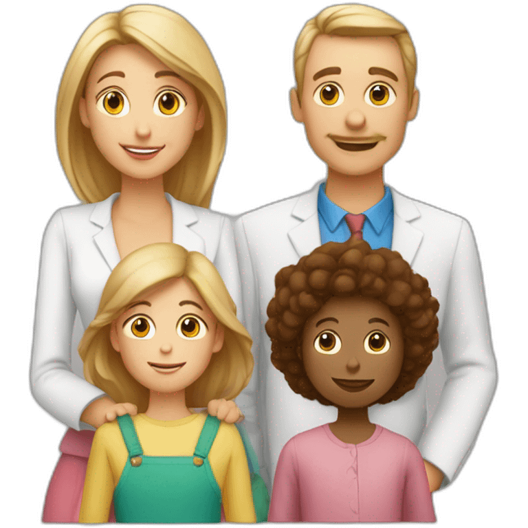 une famille blanche avec deux parents, et  1 fille, un garçon, un garçon, un garçon, un gracon emoji