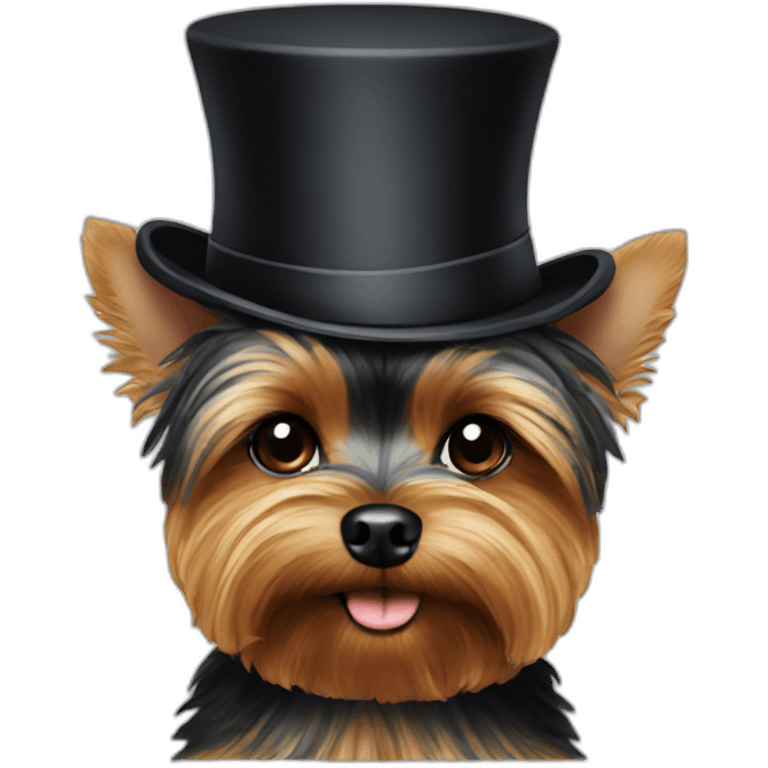 yorkie wearing a tophat emoji