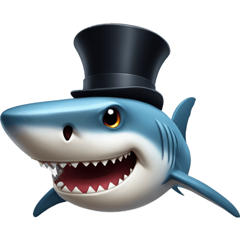 Shark with a top hat emoji