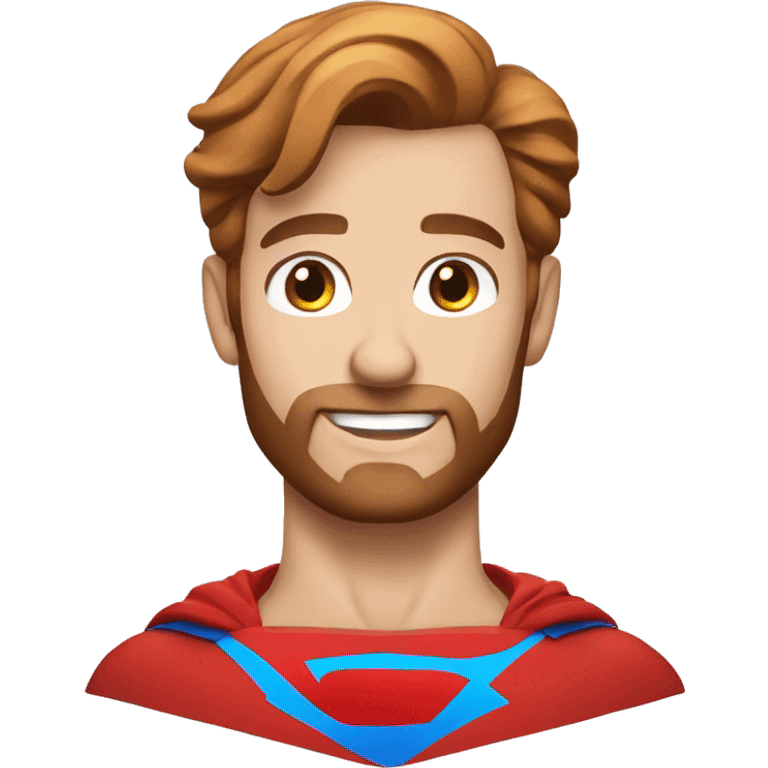 Flying superman with redish brownish hair blue eyes trimmed beard emoji