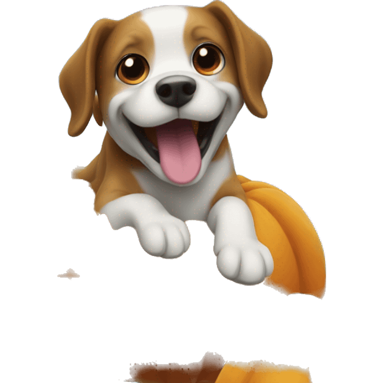 Dog jumping out of pumpkin  emoji