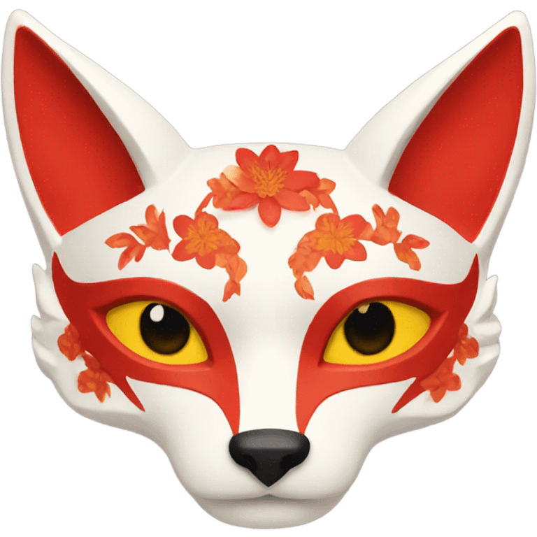 red kitsune mask with floral elements  emoji