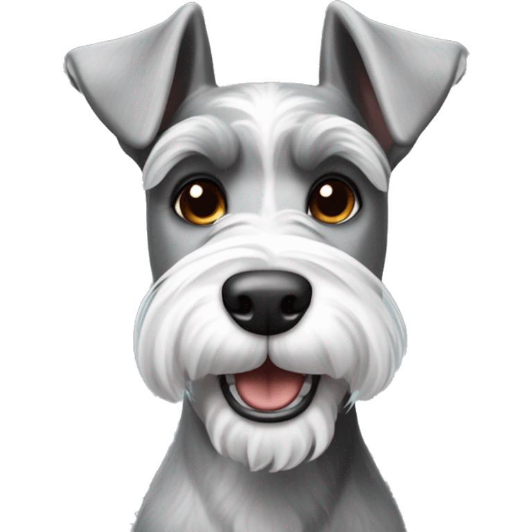 Happy gray and white schnauzer with pointy ears emoji