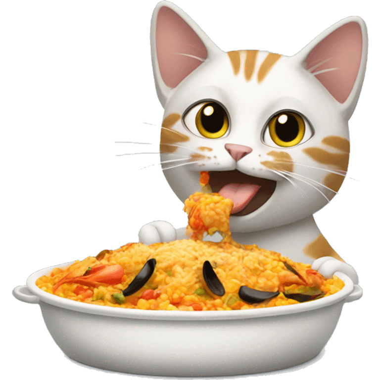 Cat eating paella emoji