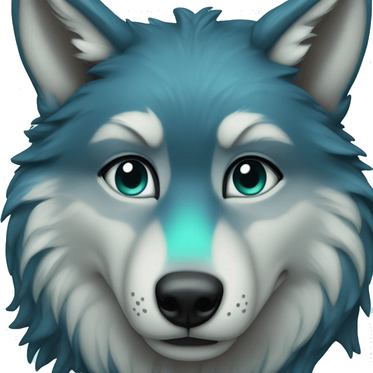 Wolf, Darker Blue fur with Aqua highlights emoji