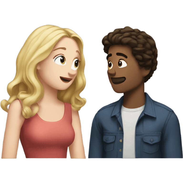 Brunette Victoria pedretti and blonde Henry caville in love emoji