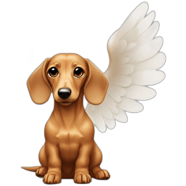 A fawn colored dachshund With angel wings emoji