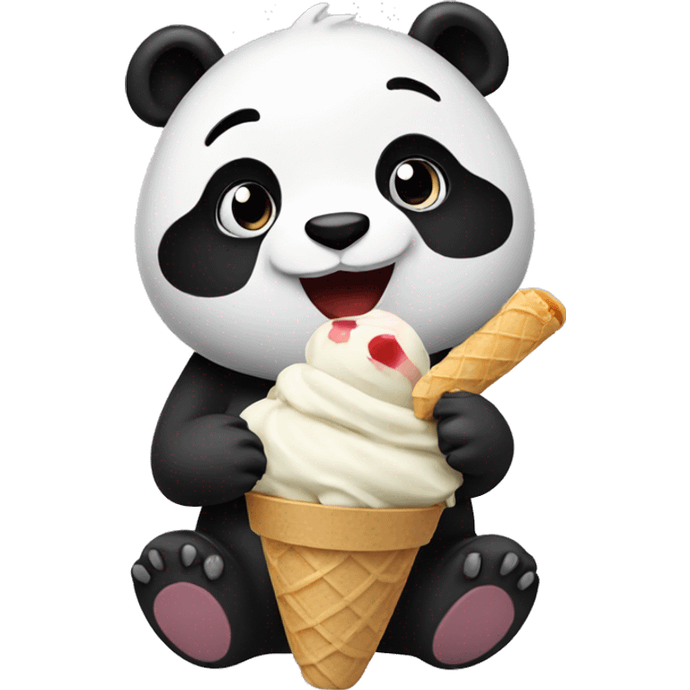 Panda eating ice cream emoji