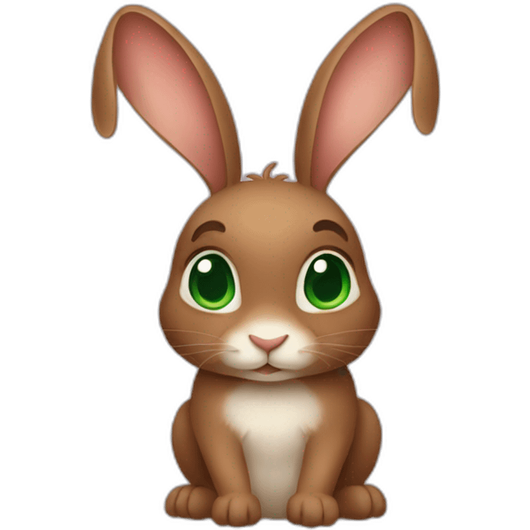 brown rabbit with green eyes and hearts emoji