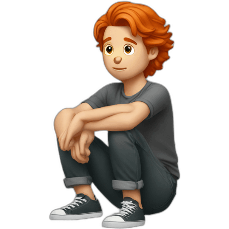 Squatting redhead guy emoji