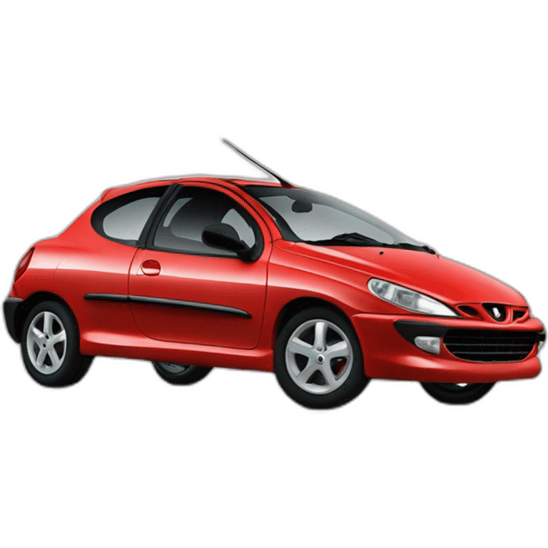 Peugeot 206 rouge en feu emoji