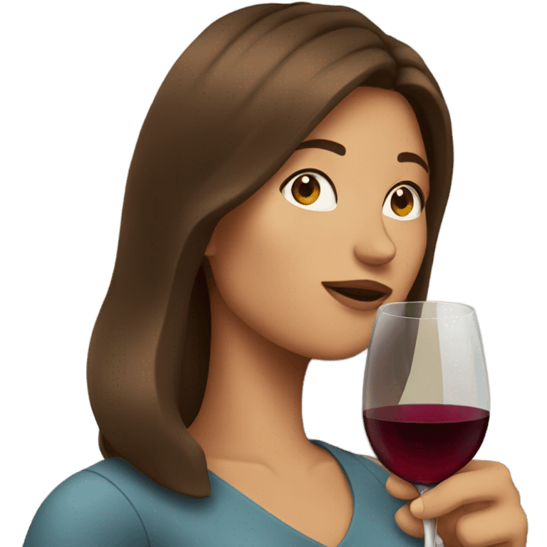 Lady with brown hair drinking wine  emoji