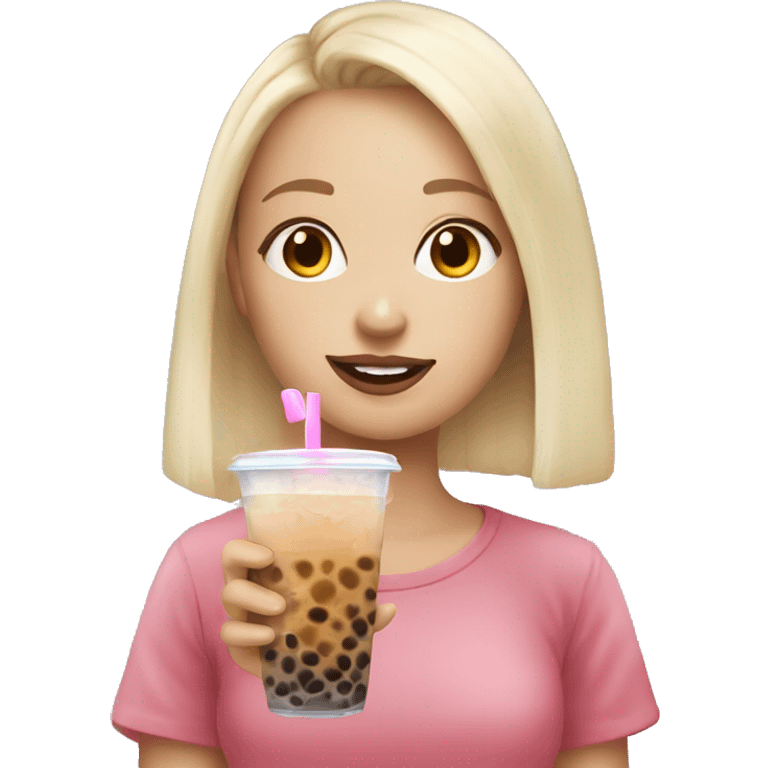 Blonde girl drinking bubble tea emoji