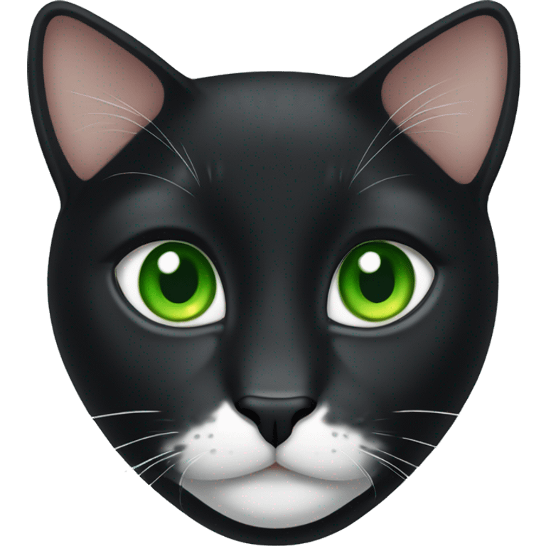  black Carey cat white neck and green eyes emoji