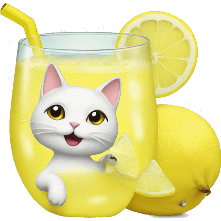 Lemonade with a cat drinking it emoji