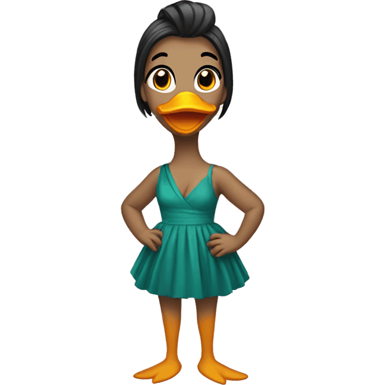 Duck with a dress and makeup emoji