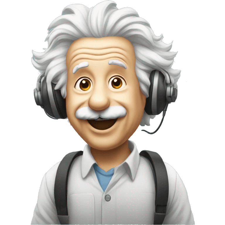 albert einstein happy, headphones and running emoji