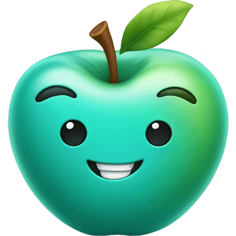 turquoise happy apple emoji