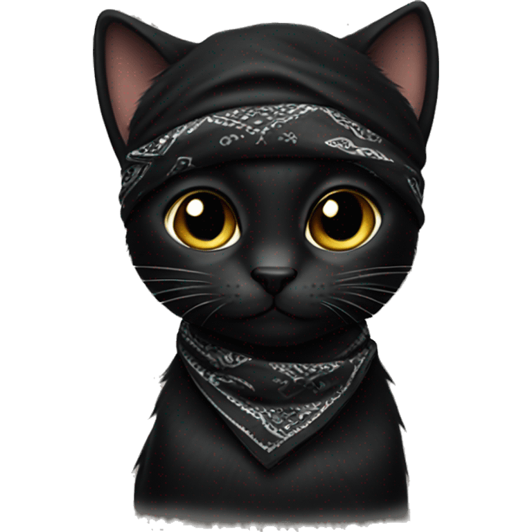 black cat with black bandana emoji