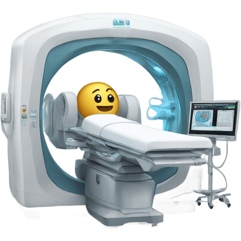 MRI machine with a face arms and legs  emoji