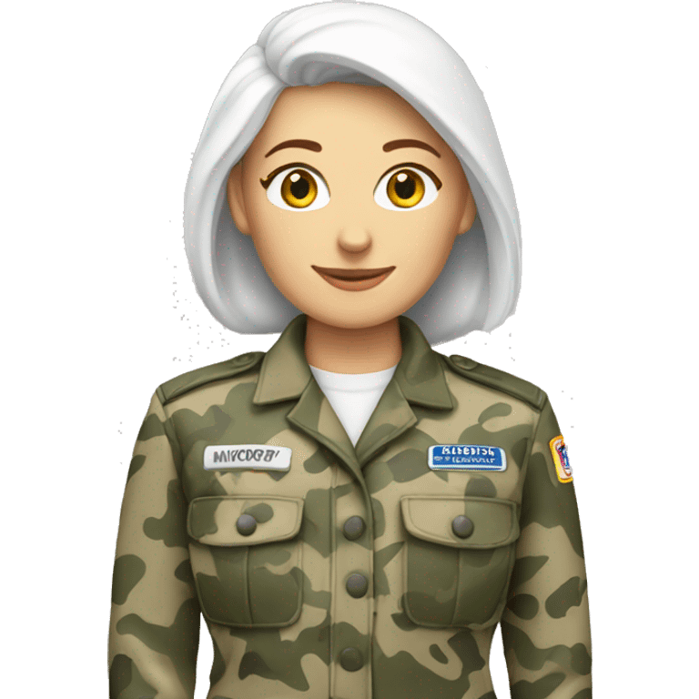 White milktary woman camo uniform emoji