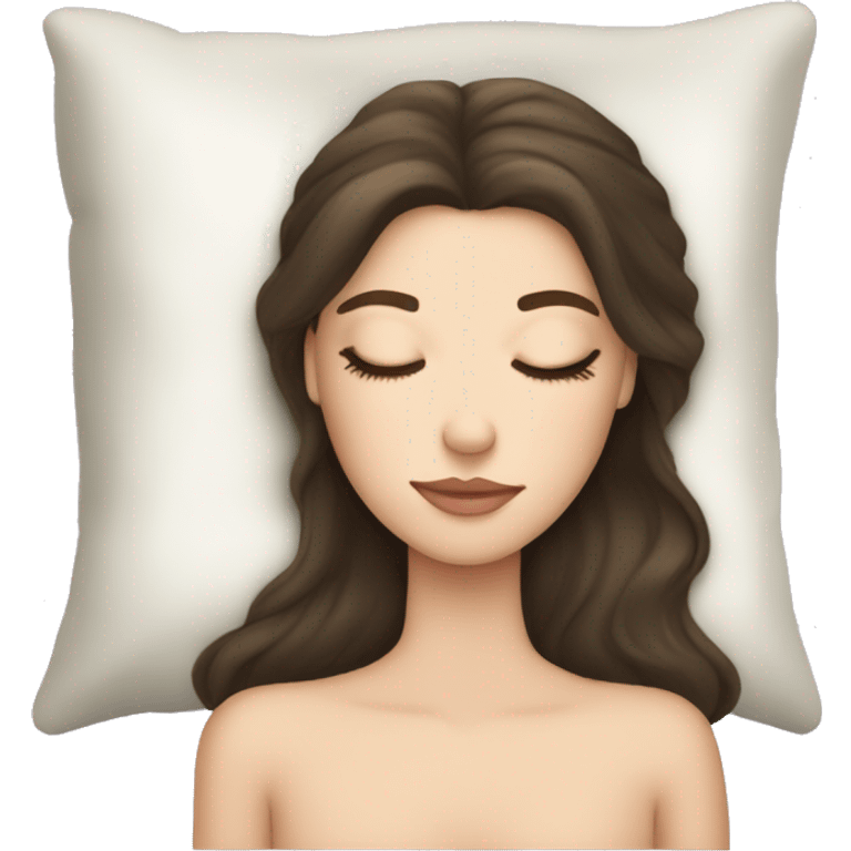 sleeping beauty brunette white girl with a silk pillow emoji