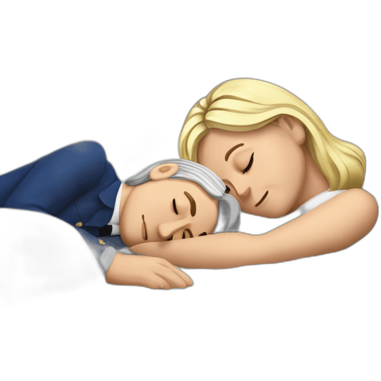 Marine Le Pen and Emmanuel Macron sleeping together emoji