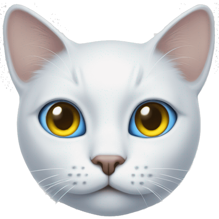 Wite Cat with one eye blue and one eye yelow emoji