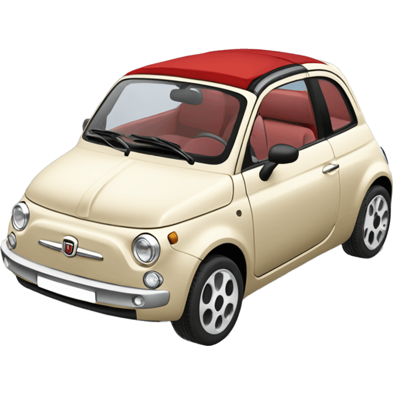 Fiat 500c red top, beige body emoji