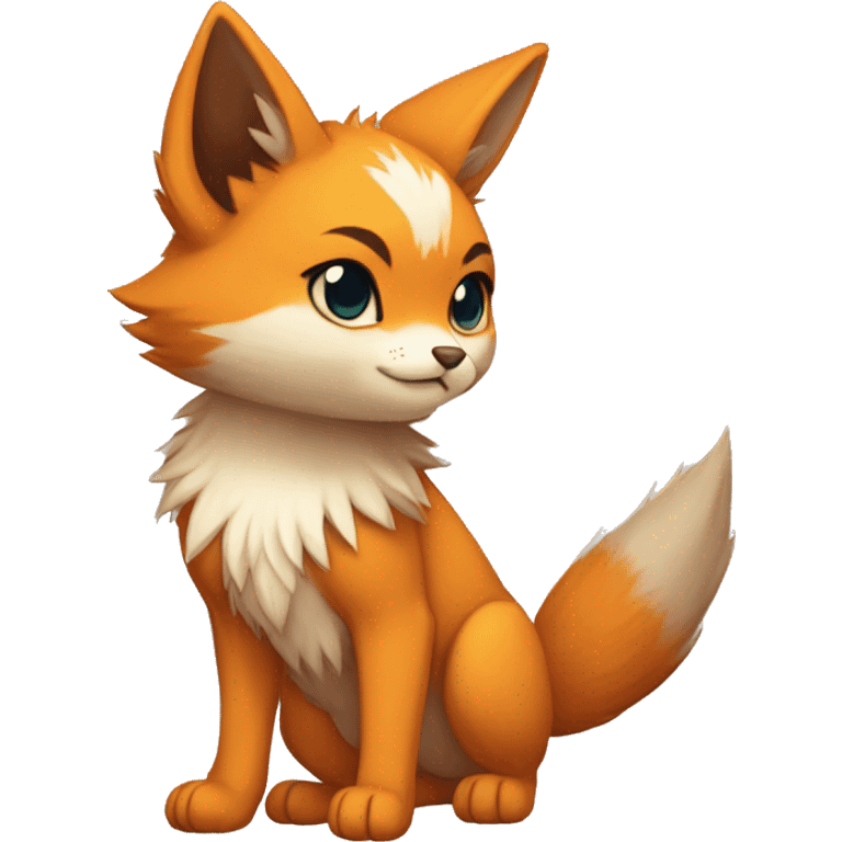 a anthro chibi-style cat-fox-Fakémon-hybrid full body emoji