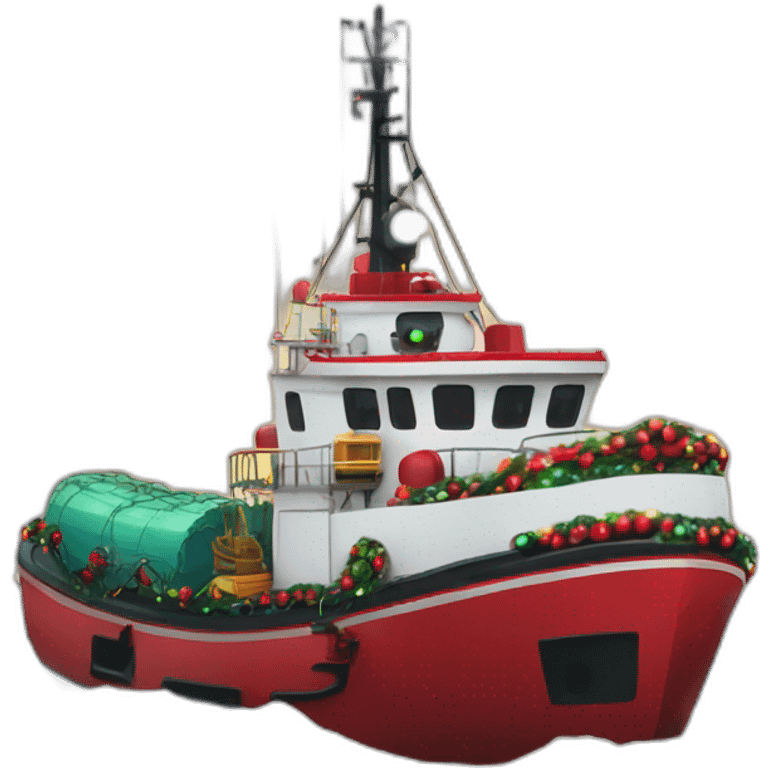 offshore tug boat decorated for Christmas  emoji