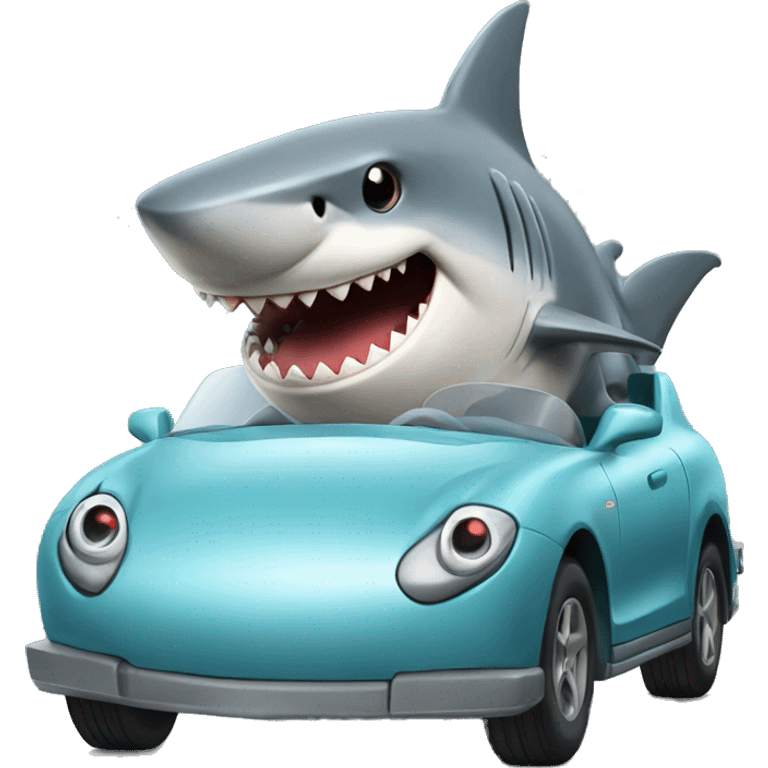 Shark driving a car emoji