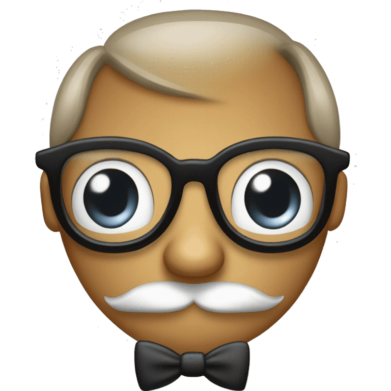 Create a smart, witty emoji with a mischievous expression, glasses or a monocle, and a playful touch like a bowtie. Keep it minimalistic and unique. emoji