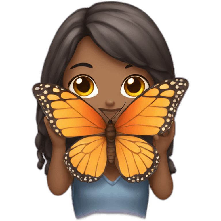 girl holding a butterfly emoji