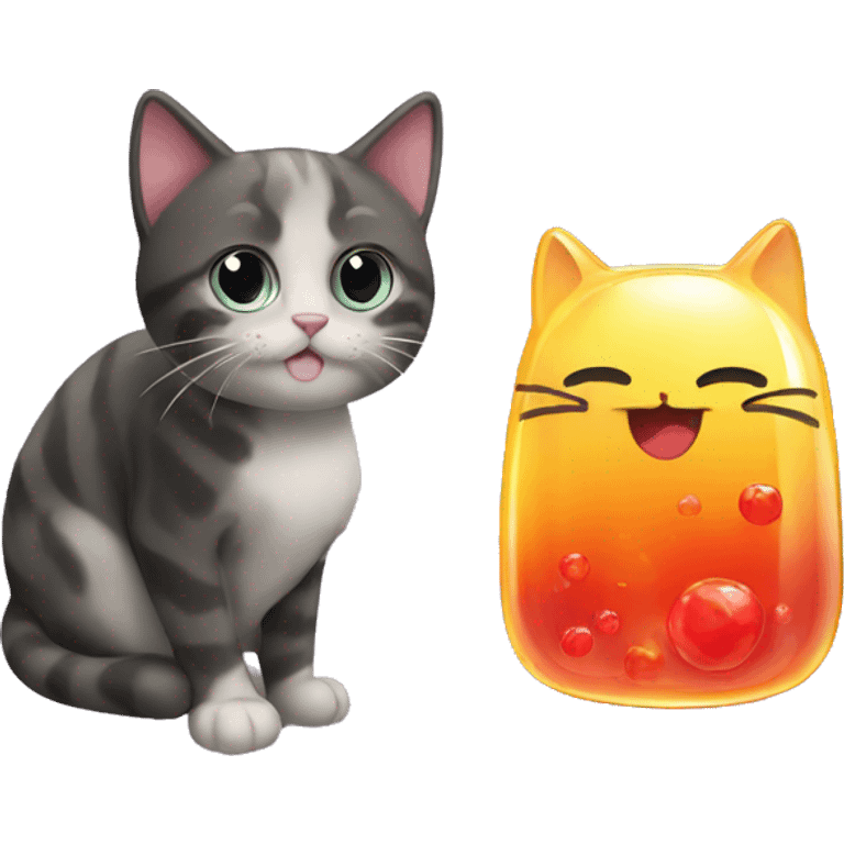 Cat next to jelly  emoji