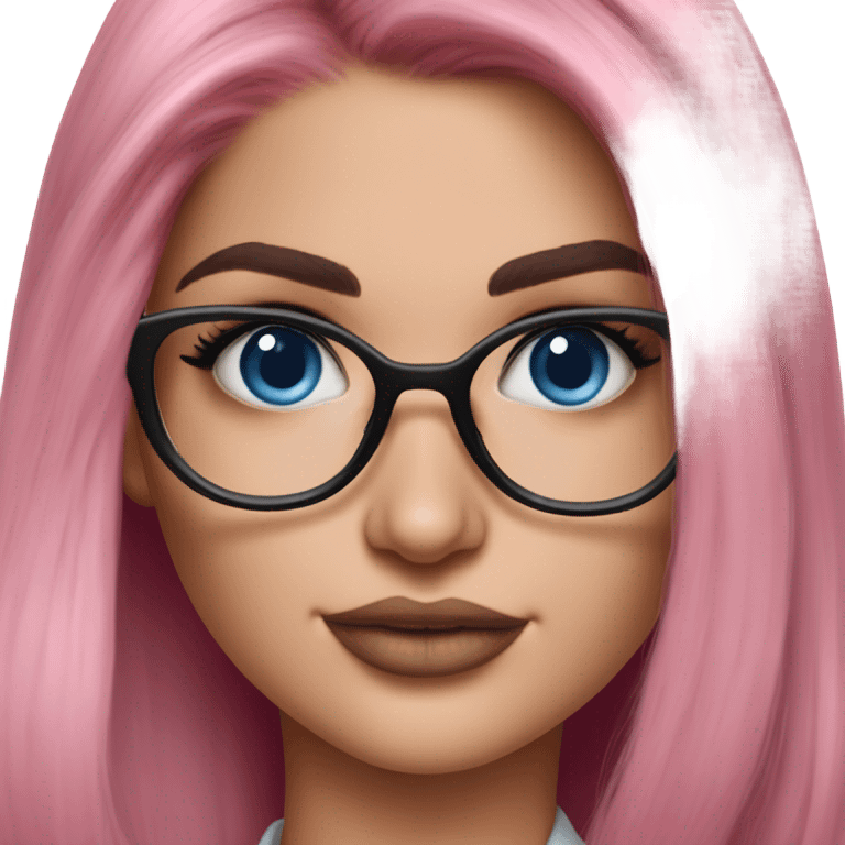 Hyper Realistic kylie jenner pink hair blue eyes and glasses  emoji