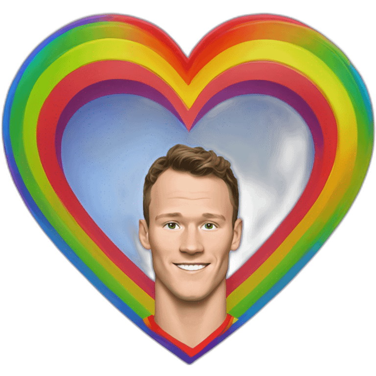 Jonathan Toews inside a rainbow heart emoji