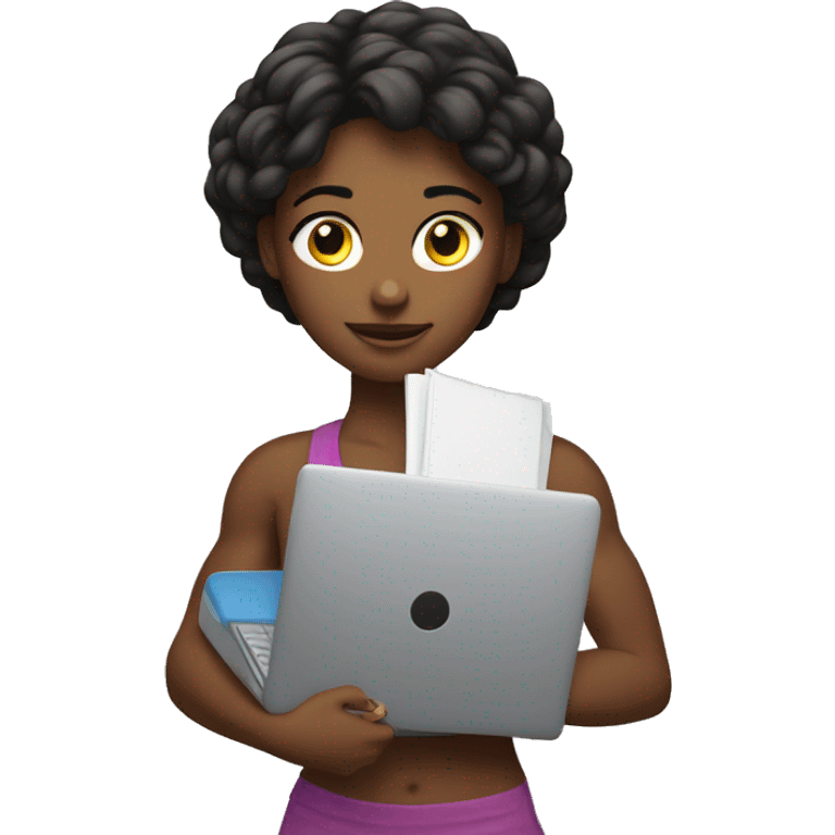 side muscular girl with laptop  emoji