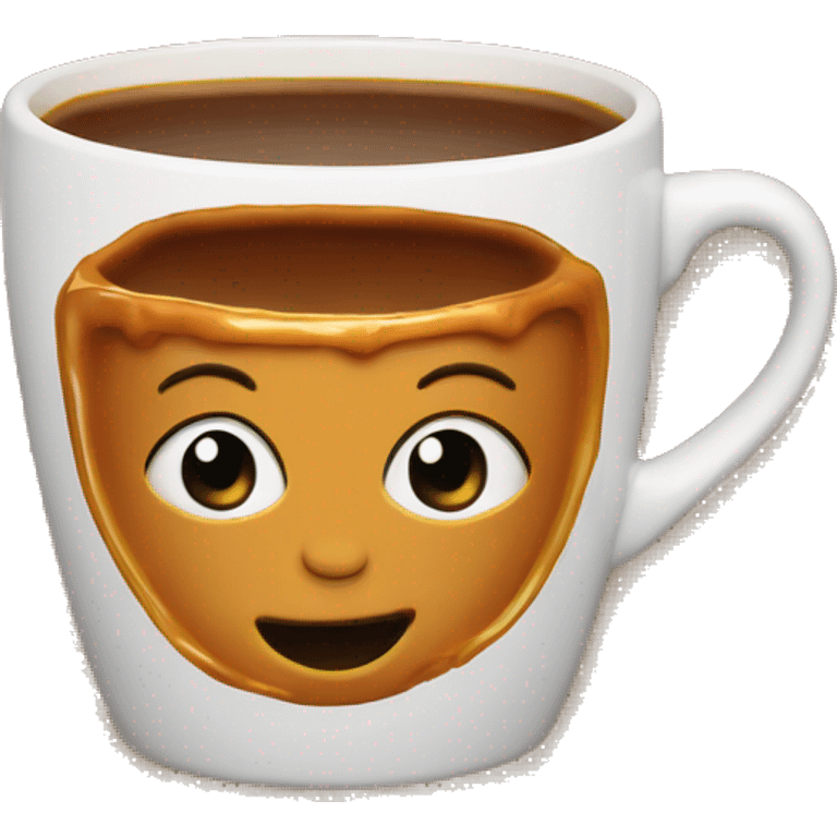 caramel coffee with cute mug emoji