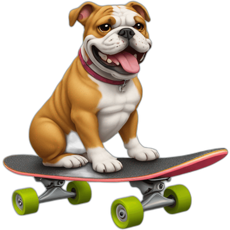 A bulldog riding a skateboard emoji