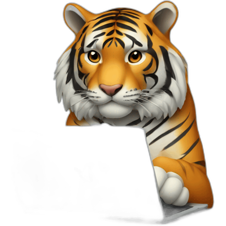 A tiger on a laptop emoji