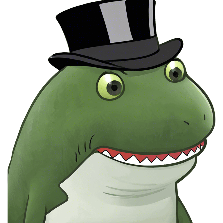 Shark with a top hat emoji